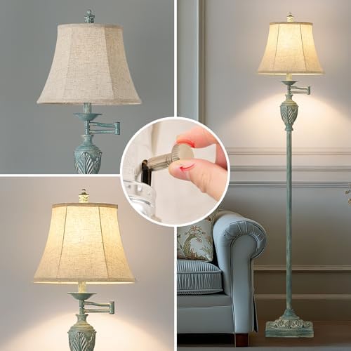 Traditional Floor Lamp with 350° Swing Arm,Including Bulb,Antique Green