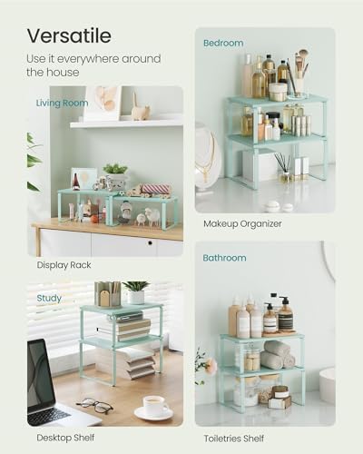 SONGMICS Cabinet Organizer Shelf, Set of 2 Spice Rack, Kitchen Storage