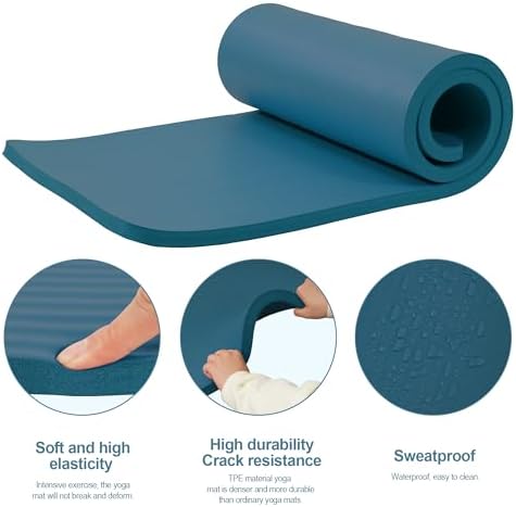 HULKFIT High Density Non Slip Yoga Mat, Extra Thick Exercise Mat with Carrying Strap, for Pilates, Fitness, Home Gym & Floor Workouts - Multiple Thickness & Multiple Color