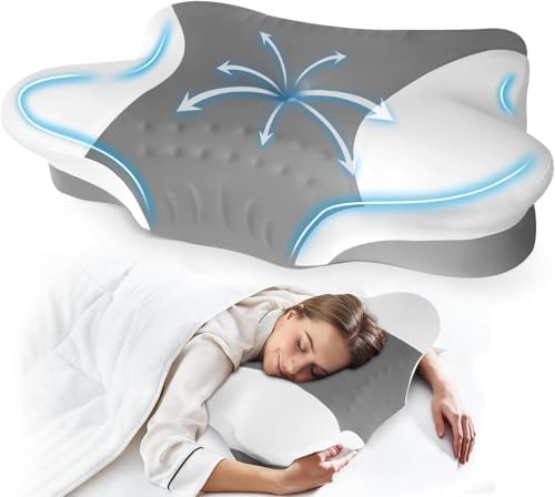 Queen Size Cervical Memory Foam Pillow, Dark Gray