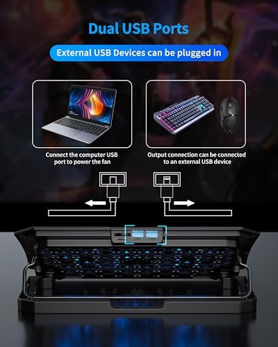 AICHESON Laptop Cooling Pad for 12-15.6 Inch, 6 Cooler Fans, Blue Lights