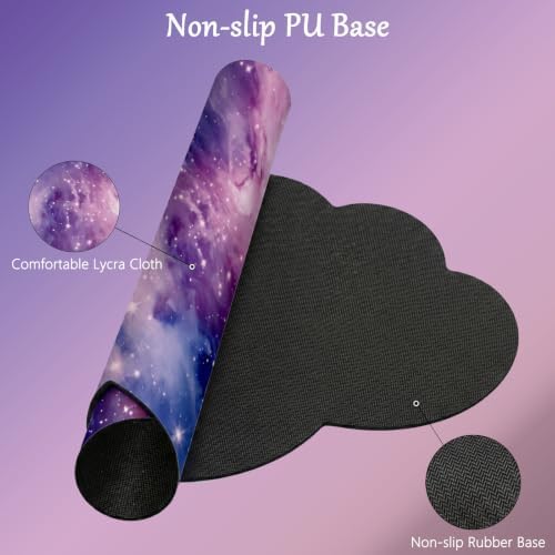 Cloud Mouse Pad Keyboard Wrist Rest for Mouse 4PCS Extended Large Desk Mat Pad Set Memory Foam Non-Slip Cute Ergonomic Gaming Mouse Wrist Support for Computer Home Office Purple Galaxy Space