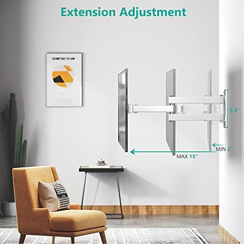 WALI TV Wall Mount Articulating 15 inch Arm, 2 Pack for Monitor TV, White