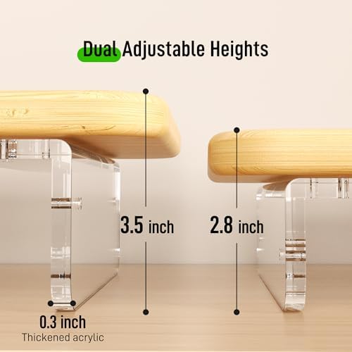 AFOOYO Bamboo Monitor Stand Riser, 31.5 In Computer Riser Desk Organizer