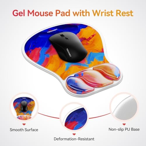 TECKNET Gel Ergonomic Mouse Pad, Mouse Pad with Wrist Rest, Oil Painting