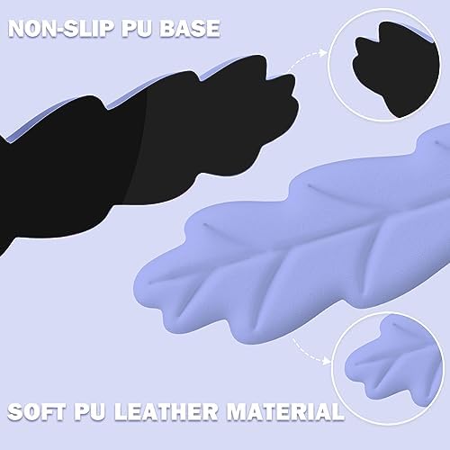 Keyboard Wrist Rest Pad Set, Leaf Shape PU Leather Memory Foam Cushion Support, Mouse Rest Pad, Non-Slip Support for Easy Typing Pain Relief, Purple Leaf