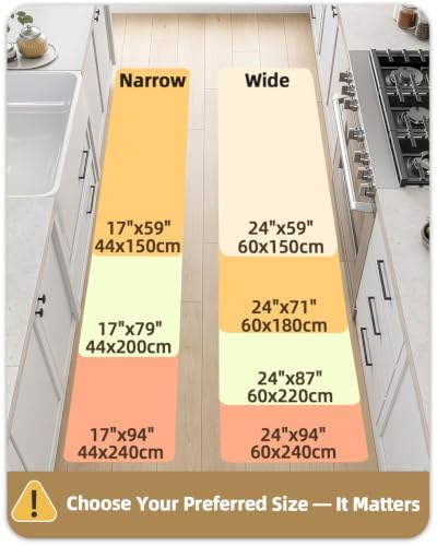 Color&Geometry Wide Kitchen Floor Mat 24x94 Anti Fatigue Easy Clean, Grey