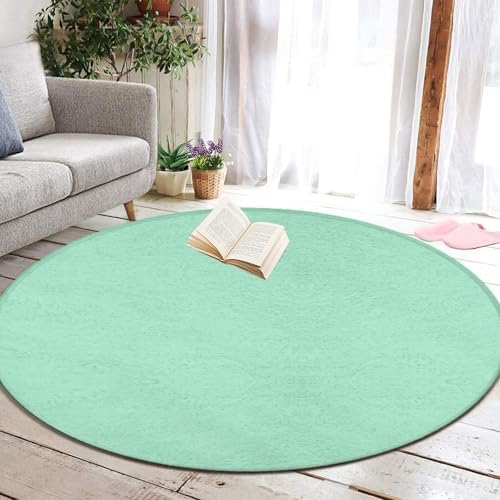 Home Decor Non Slip Kitchen Office Circle Rug, Machine Washable Modern Round Area Rug, Room Sofa Yoga Soft Round Carpet Light Blue, 24inch
