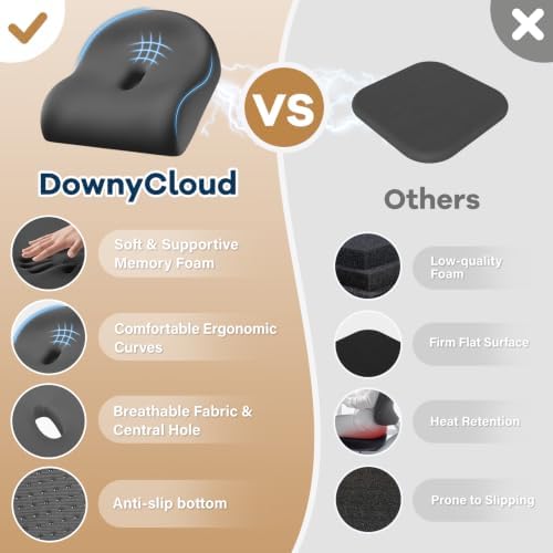 Ergonomic Memory Foam Seat Cushion for Office Chair, Grey