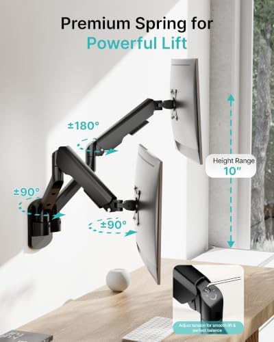 PEGZONE Dual Monitor Wall Arm 17"-35" Ultrawide 26.4Lbs VESA Black