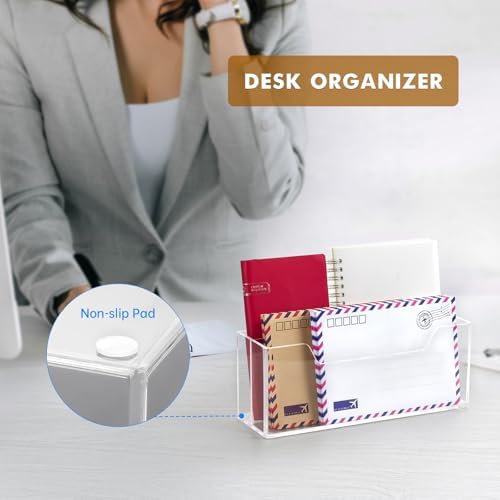 BEYGORM Acrylic Mail Organizer for #10 Envelopes, Wall-Mounted, 2-Slot