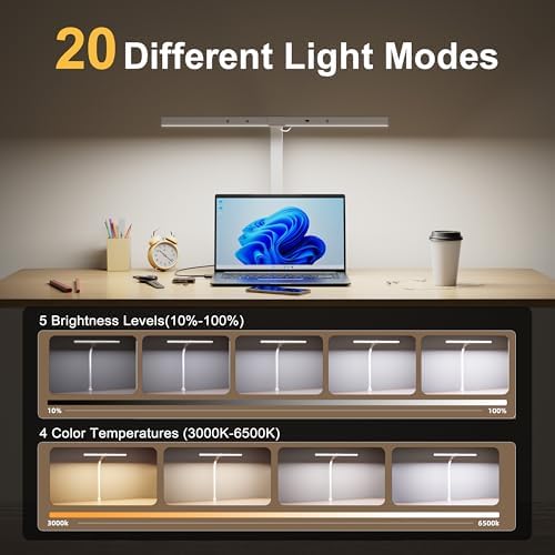 deeloop LED Desk Lamp, CRI95+ Eye-Care Light, Auto Dimming, Clamp Lamp