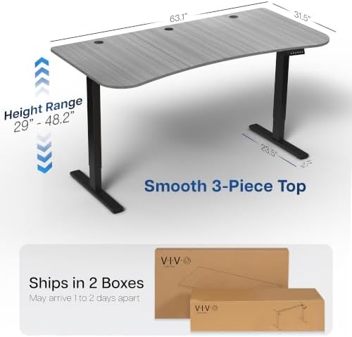 VIVO Dark Gray 63 x 32 in Standing Desk, DESK-KIT-1B1G