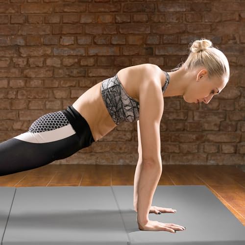 BalanceFrom 6x2 Feet 3-Panel Folding Gymnastics Mat – 2-Inch Thick Pad with Vinyl Surface and Carrying Handles for Tumbling, Yoga, Pilates, Home Workouts, and Martial Arts