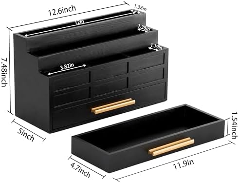 Desk Organizer with Drawer, Countertop Bill Mail Organizer and File Storage
