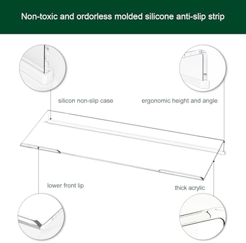 Computer Keyboard Stand Holder - Ergonomic Acrylic Keyboard Stand for Desktop Comfortable Keyboard Tray Riser with Silicone Anti-Slip Strip for Home School Office Desk Accessory, Clear