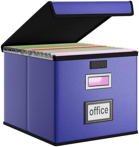 File Organizer Box with Lids, Collapsible File Folder Organizer