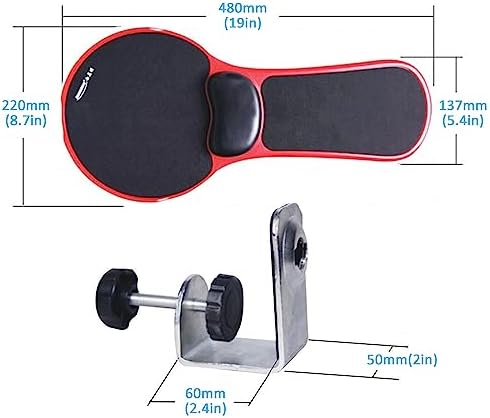 LL-COEUR Memory Foam Arm Support Wrist Rest for Table and Chair, Ergonomic Armrest Desk Extender, Multifunctional Computer Mouse Pad (red)