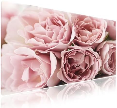 Vintage Pink Rose Flowers Large Mouse Pad, Retro Rosa Floral Art Desk Mat