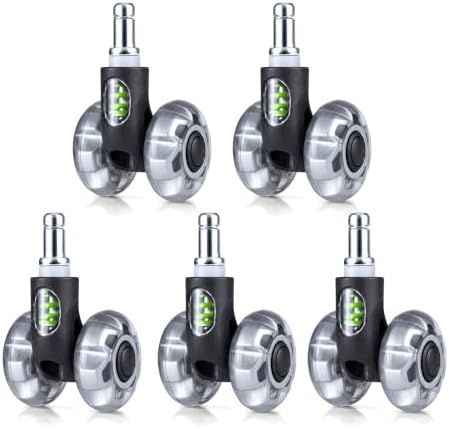 ,YOOGAA 2 Inch Office Chair Wheels Set of 5, Grey Dual Casters, 11 x 22 mm
