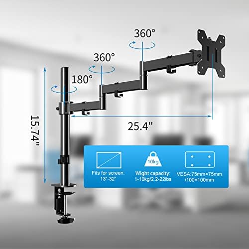 Pholiten Single Long Monitor Stand for 13-32" Screens