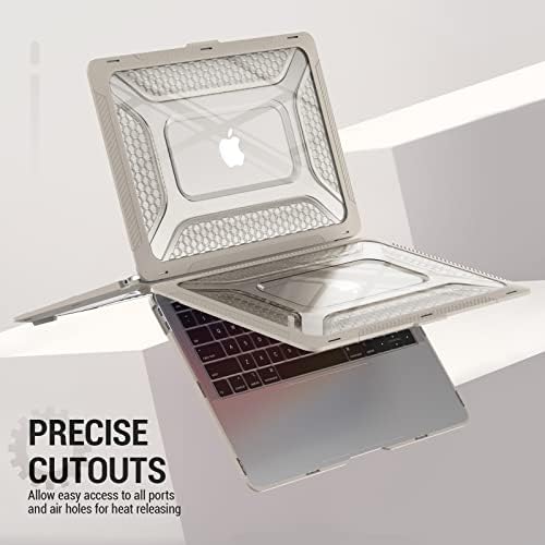 SEYMAC stock Case for MacBook Pro 14 inch, Shock-Absorbing Protection with Folding Stand &Mouse Pad Case for MacBook Pro 14 inch, Beige