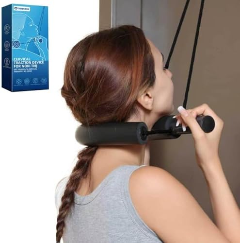 Comness Cervical Neck Traction Device for Home Use, Adjustable Neck Stretcher Strap Over Door for Pain Relief and Spinal Decompression, Restore Natural Curve of The Neck