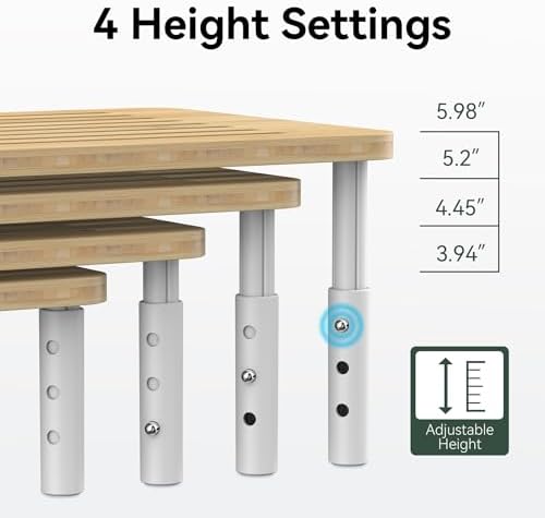 Bamboo Monitor Stand Riser, 4 Adjustable Height,Easy Assembly