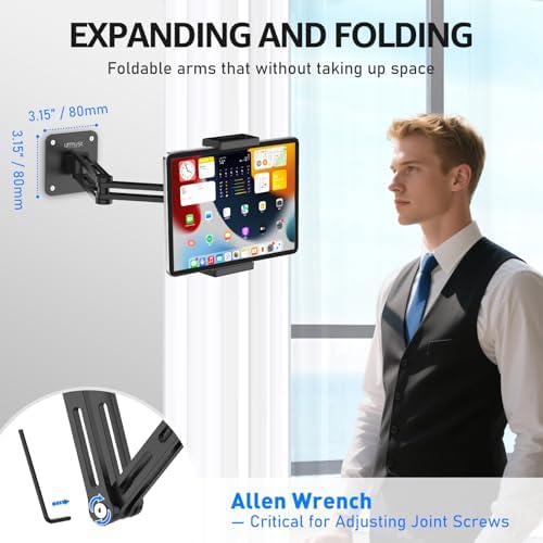Urmust Dual Arm Tablet Wall Mount Ipad Holder, 4.7-13"