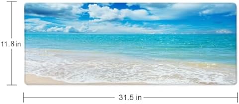 Desk Mat, Beaches Sunny Day Extended Gaming Mouse Pad Large, 31.5"x11.8" Big Mouse Pad with Non-Slip Base and Stitched Edge, Long Computer Keyboard Mouse Mat for Home Office Work