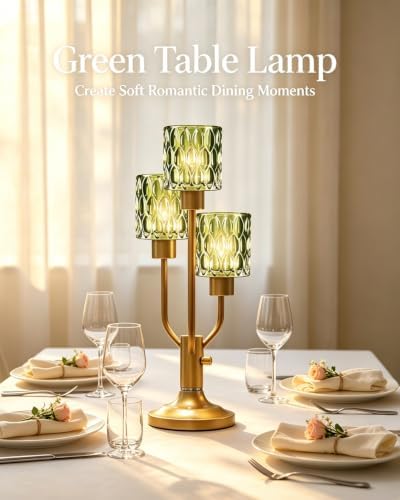 Lightdot Mid Century Modern Green Table Lamp Vintage Dimmable Gift