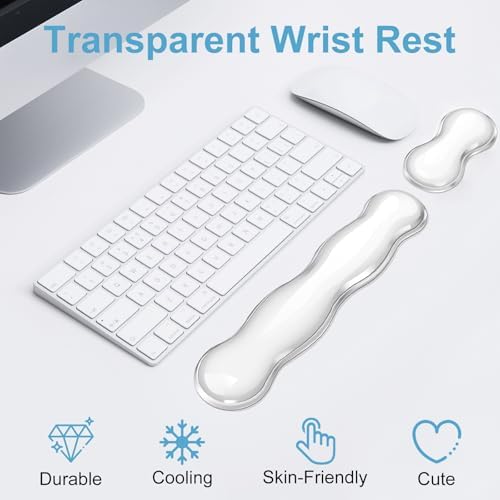 Gel Keyboard Wrist Rest Set - Ergonomic Computer Desk Pad for Typing Pain Relief, Cute Silicone Cushion for Support Hand & Arm, Comfortable Wrist Rest for Gaming Laptop Office & Home Accessories