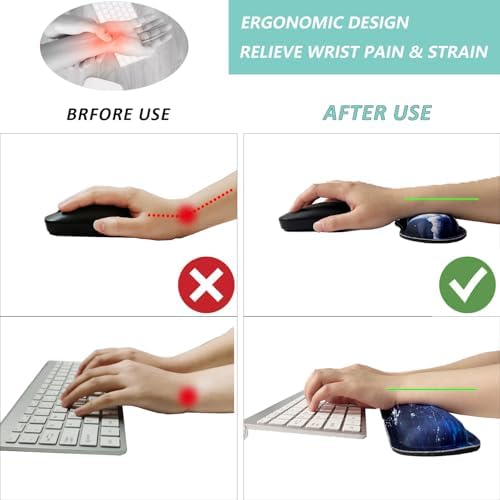 Keyboard Wrist Rest Mouse Wrist Support Set, Memory Foam Wrist Rest Pad for Computer Laptop Keyboard Mouse, Ergonomic Wrist Cushion Support for Typing Pain Relief, Gaming Home Office, Moonlit Night
