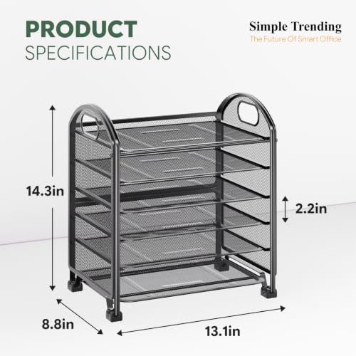 Simple Trending 6-Tier Paper Tray Organizer, File Organizer for Desk, Black