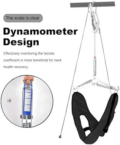 Adjustable Neck Traction Device, the Hook Design is controllable, the Gear Design Does not Need to Hang Heavy Objects, Easy to use, Effectively relieves Neck Pain, Suitable for Home or Outdoor