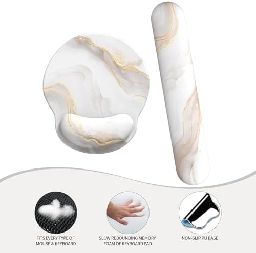 eulps Mouse Pad Wrist Support, Ergonomic Memory Foam Keyboard Wrist Pad & Gel Wrist Rest Set for Computer Keyboard for Easy Typing & Pain Relief for Office & Home