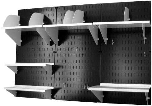Wall Control Office Organizer Unit Wall Mounted Office Desk Storage and Organization Kit Black Wallboards and White Accessories