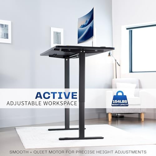 VIVO Black Single Motor Electric Standing Desk Frame, DESK-V100EB