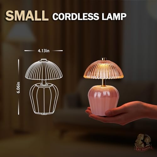MJ PREMIER Rechargeable Table Lamp, Small Cordless Lamp with Timer, Pink*2