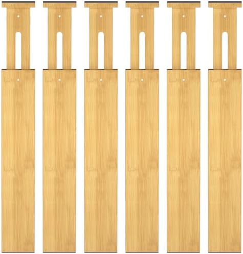 Bamboo Drawer Dividers, Adjustable Drawer Organizers, Fits 17.6–21" Drawers