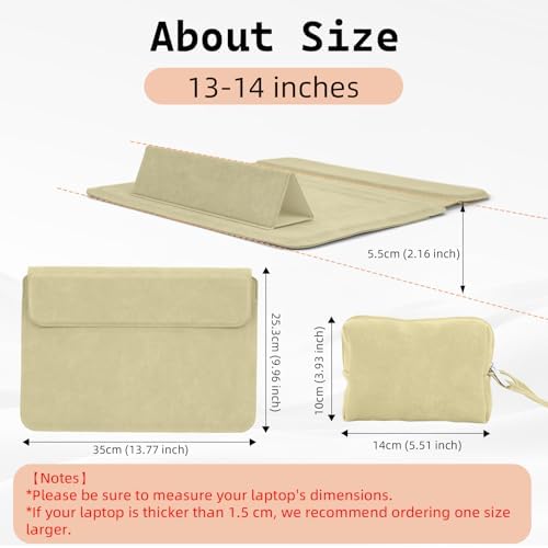 13.3-14 Inch Laptop Sleeve Case with Stand Feature,Matte PU Leather