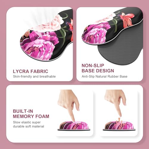 iLeadon Mouse Pad Set, Peony Flower Desk Mat for Keyboard and Mouse