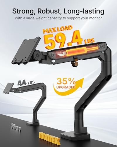 monTEK Heavy Duty Monitor Arm, 17-57" Ultrawide, Gas Spring, 59.4 lbs，Black