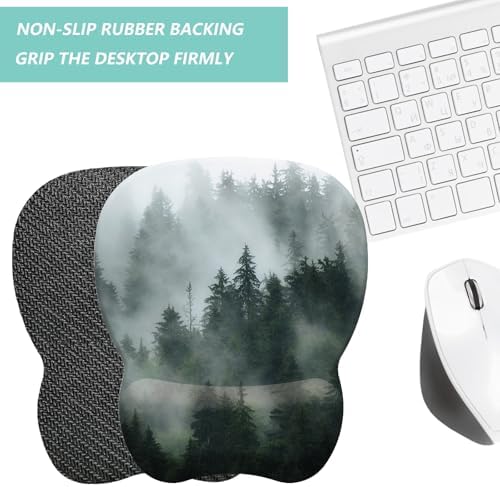 Mouse Pad with Wrist Support, Ergonomic Mousepad with Comfortable Memory Foam Wrist Rest Cushion, Relieve Wrist Pain, Non-Slip Rubber Base Gaming Mice Pad for Home Office Computer Laptop, Forest