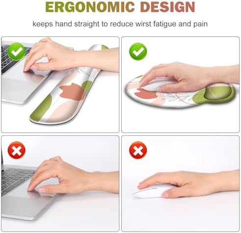 Gaming Mouse Pad, Large Desk Mat, Cute Desk Pad Protector, 4 in1 XXL Mousepad + Keyboard Wrist Rest+Mouse Wrist Rest+Coaster Set with Ergonomic Desk Pad for Home Office Table Computer Pink Rose