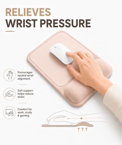 eulps Ergonomic Mouse Pad with Wrist Rest, Gel Mousepad with Soft Wrist Support, Non-Slip PU Base, Smooth Surface Mouse Pad for Wrist Pain Relief, Computer Laptop Office Home & Gaming (Nude Apricot)