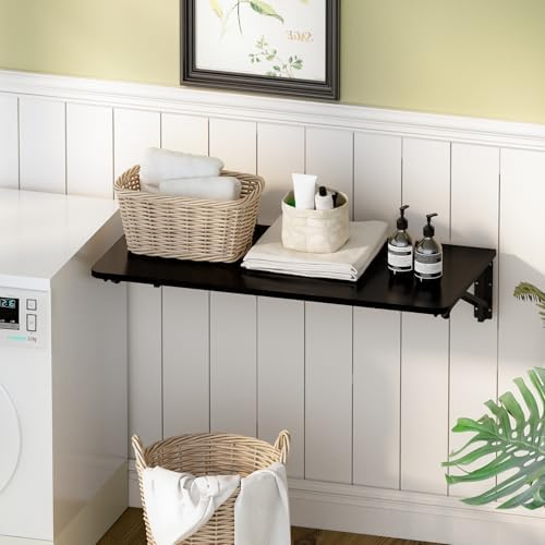 TEAMIX Wall Mounted Folding Desk for Small Spaces - Black, 29.9 x 15.7inch