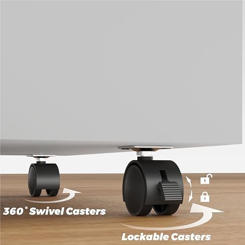 Panana 2 Drawer Mobile File Cabinet, Wood Rolling Filing Cabinet Printer Stand Under Desk Storage Organizer Fits Letter Size File Folders for Home Office (White)