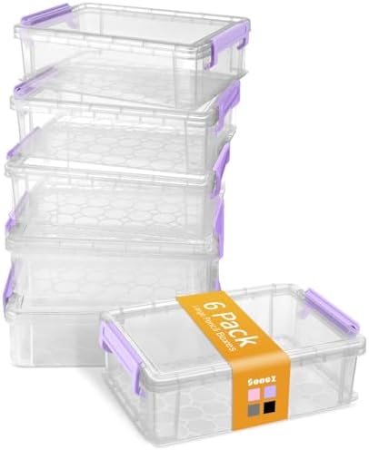 Sooez 6 Pack Extra Large Pencil Box, Plastic Pencil Case Crayon Box