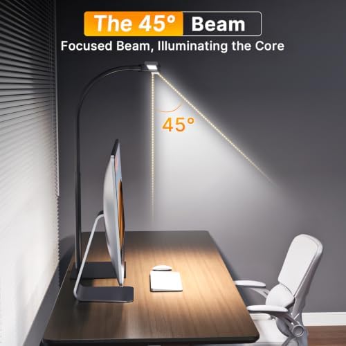 Syrinx LED Desk Lamp for Home Office, 18W 2000LM Dimmable Light, Black